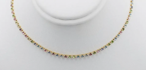Multi Color Cubic Zirconia Tennis Chain Choker