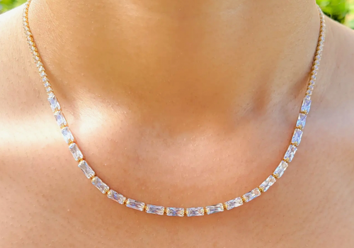Tennis And Baguette Necklace
