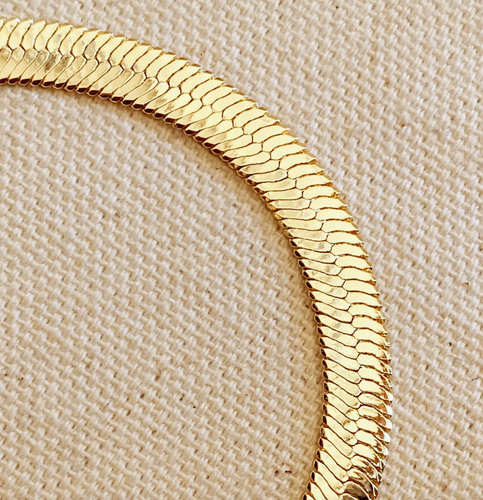 18k Gold Filled 6mm Herringbone Bracelet
