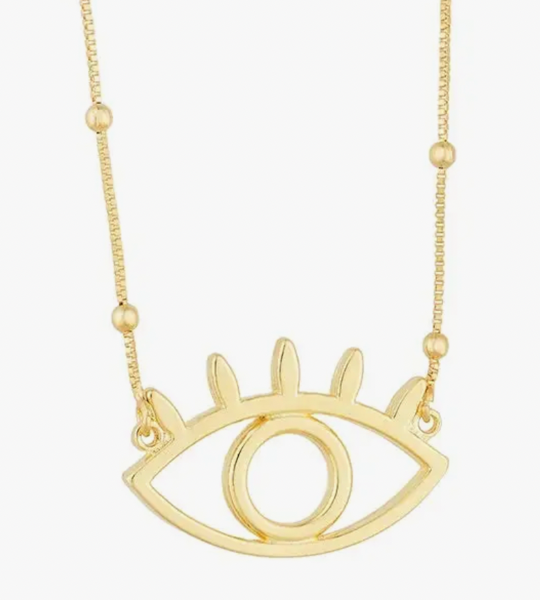18k Gold Filled Long Evil Eye Necklace