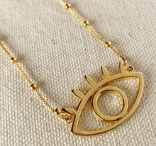 18k Gold Filled Long Evil Eye Necklace