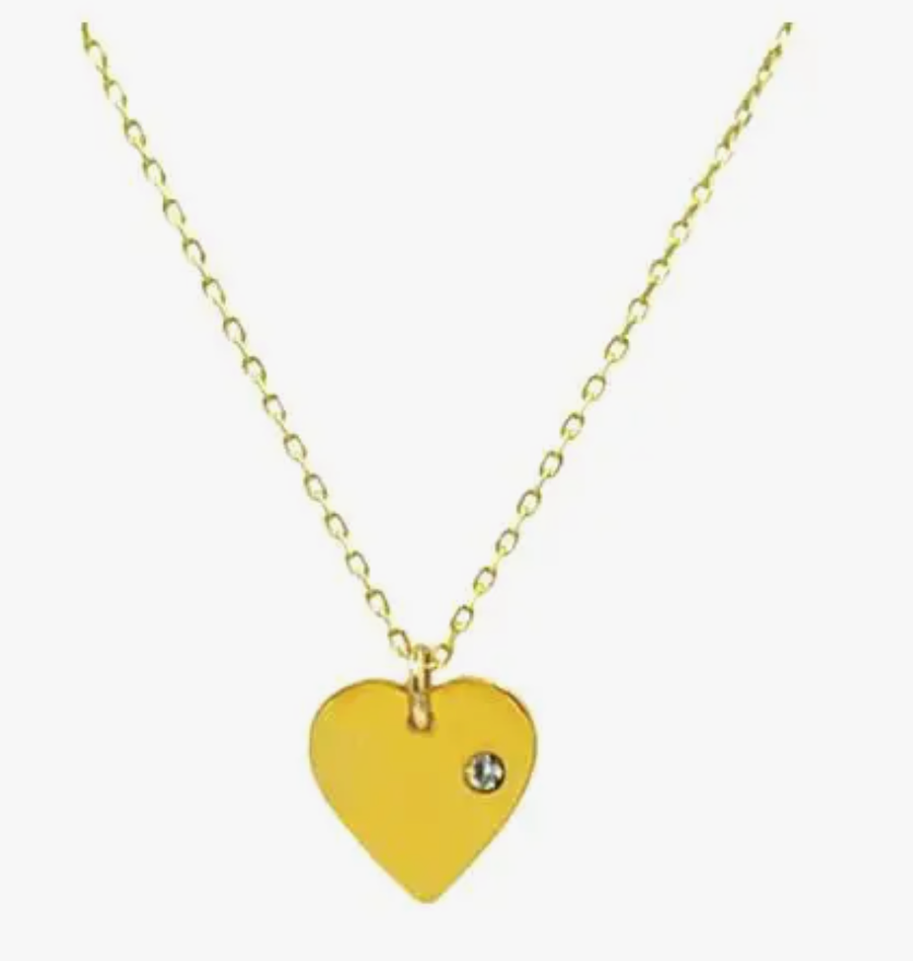 18kt Gold Fill Heart with 1pt CZ Necklace