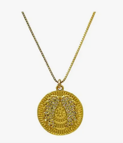 Angel Wing With CZ on 18kt Gold Fill Chain Necklace