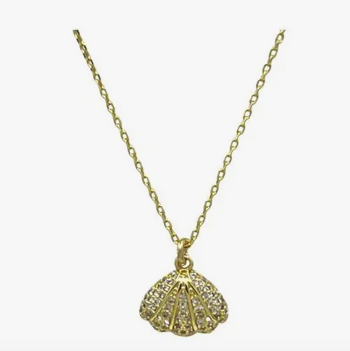 Pave 18kt Gold Fill Shell Necklace