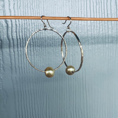 Hoops w/Golden Pearls
