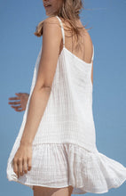 Liv Mini Ruffle Dress - Natural With White Stripes