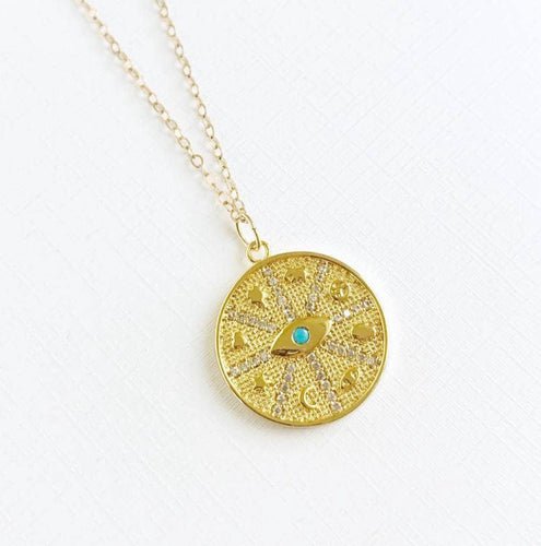 Good Fortune Evil Eye Necklace Gold Filled