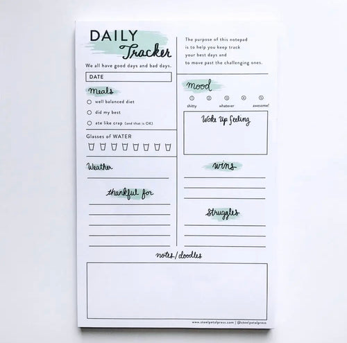 Mint Daily Self Care Tracker Notepad