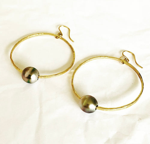 Tahitian Pearl Hoops