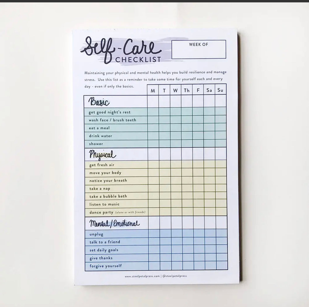 Self Care Checklist Tracker Notepad