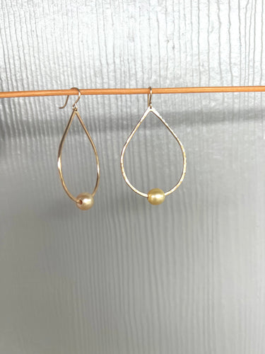 Teardrop Golden Pearl Earrings