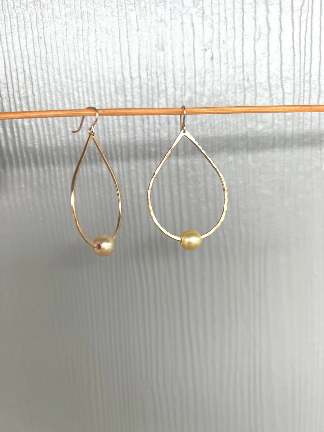 Teardrop Golden Pearl Earrings