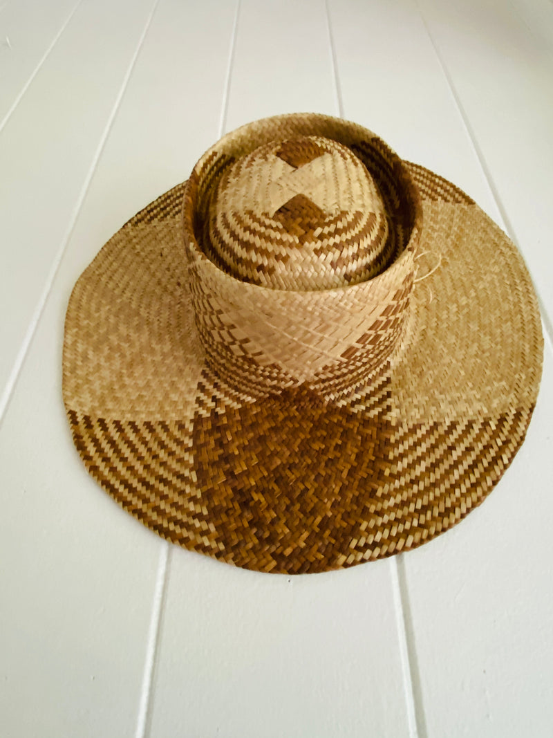 Lauhala Straw Hat w/ Hawaiian Islands - Route 99 Hawaii